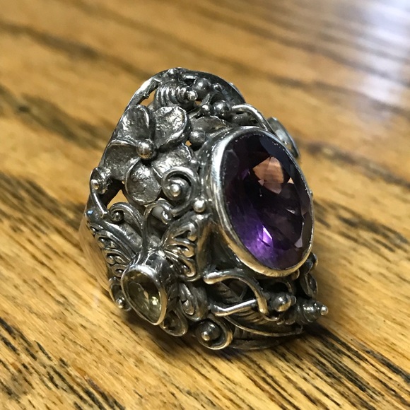 STERLING SILVER 8.5 9 Amethyst Ring